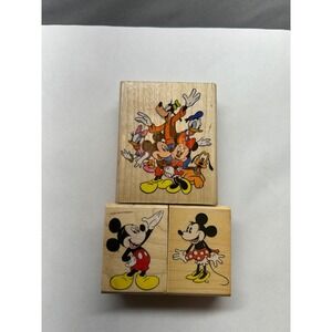 Disney Mickey Minnie Goofy Donald Daisy Pluto Classic Wooden Rubber Stamps Lot